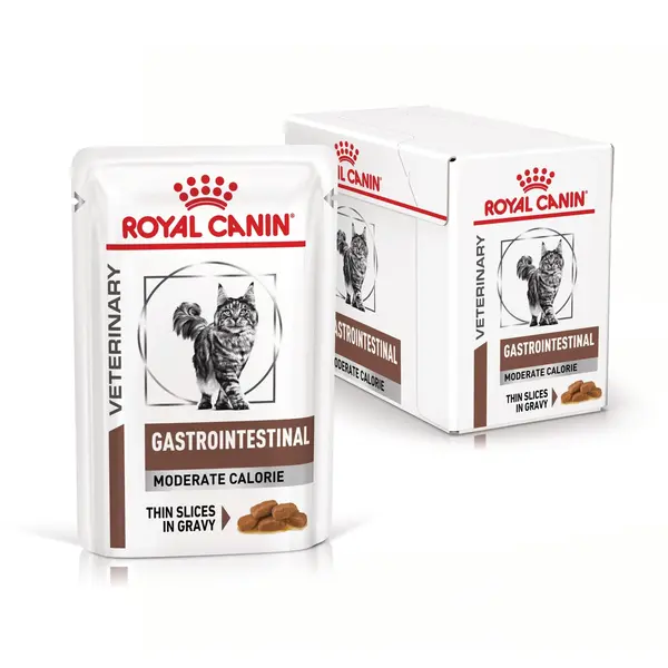 ROYAL CANIN Gastrointestinal Moderate Calorie, dieta veterinara, plic hrana umeda pisici, sistem digestiv, (in sos), 12x85 g