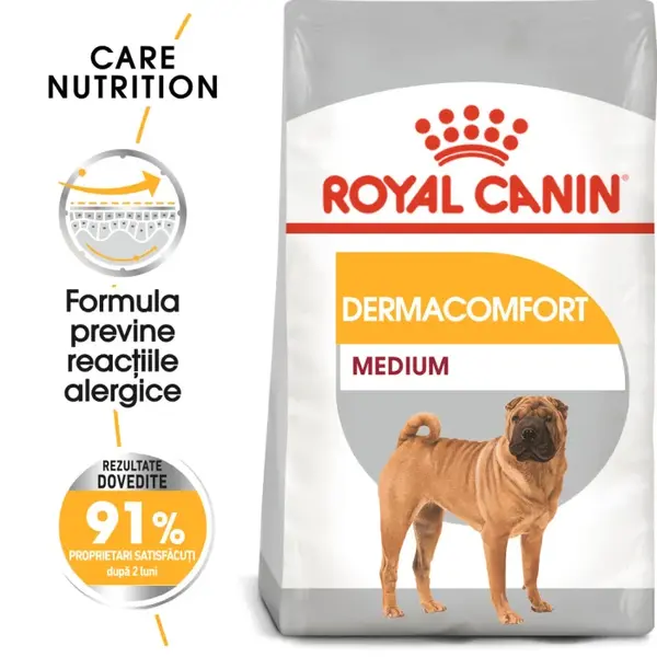 Royal Canin Medium Dermacomfort hrana uscata caini, prevenirea iritatiilor pielii, 10kg