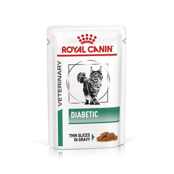 ROYAL CANIN VD Diabetic, dietă veterinară, plic hrană umedă pisici, diabet, (în sos), bax, 85g x 12buc