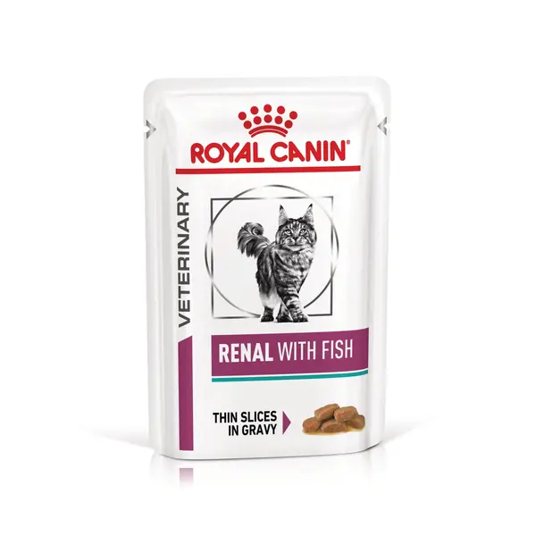 ROYAL CANIN VD Renal, Pește, dietă veterinară, plic hrană umedă pisici, sistem renal, (în sos), bax, 85g x 12buc