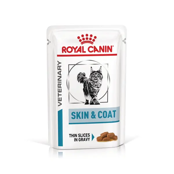 ROYAL CANIN VD Skin&Coat, dietă veterinară, plic hrană umedă pisici, afecțiuni dermatologice, (în sos), bax, 85g x 12buc