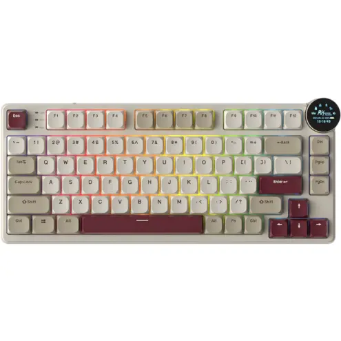 ROYAL KLUDGE Tastatura Gaming Royal Kludge N80, Brown Switch, iluminare RGB, Wired, Wireless 2.4Gzh, Bluetooth (Crem/Visiniu)