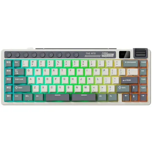 ROYAL KLUDGE Tastatura Gaming Royal Kludge RK-M70, Beige switch, iluminare RGB, Wired, Wireless 2.4Gzh, Bluetooth Multicolor