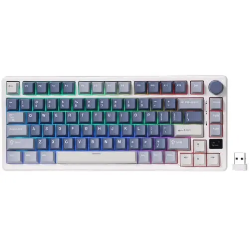 ROYAL KLUDGE Tastatura Gaming Royal Kludge RK-M75, Brown switch, iluminare RGB, Wireless 2.4Ghz, Bluetooth, Albastru-Alb