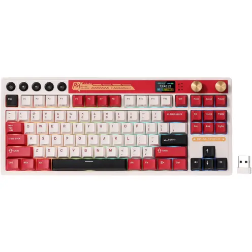 ROYAL KLUDGE Tastatura Gaming Royal Kludge RK-M87, Cream Switch, iluminare RGB, Wired, Wireless 2.4Gzh, Bluetooth (Multicolor)