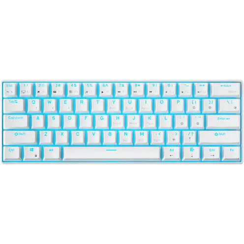 ROYAL KLUDGE Tastatura Gaming Royal Kludge RK61, Brown switch, iluminare RGB, Wired, Wireless 2.4Ghz, Bluetooth (Alb)