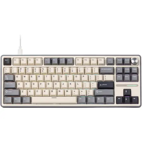 ROYAL KLUDGE Tastatura Gaming Royal Kludge S85, Brown Switch, iluminare RGB, Wired (Bej/Gri)