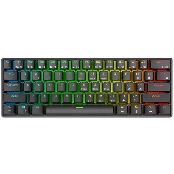 ROYAL KLUDGE Tastatura mecanica Royal Kludge RK61, RGB, comutator rosu, 1450 mAh, negru