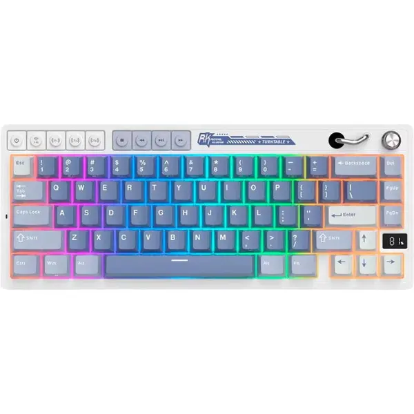 ROYAL KLUDGE Tastatura Royal Kludge RK-M65, Cream switch, RGB LED, USB/ USB Wireless/Bluetooth, Alb-Albastru