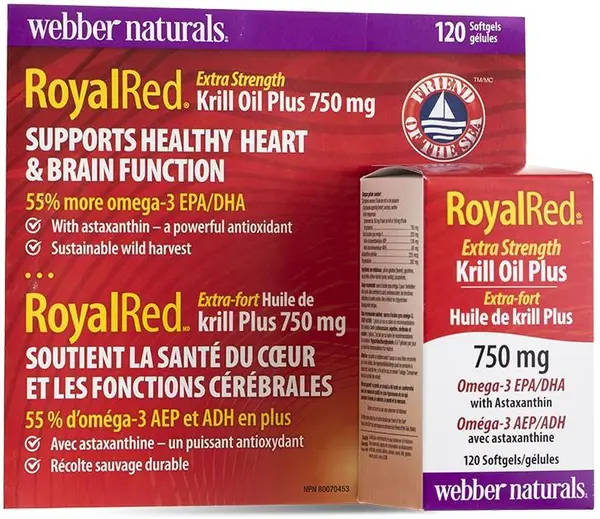 RoyalRed Krill Oil Plus, 120 capsule gelatinoase moi, Webber Naturals