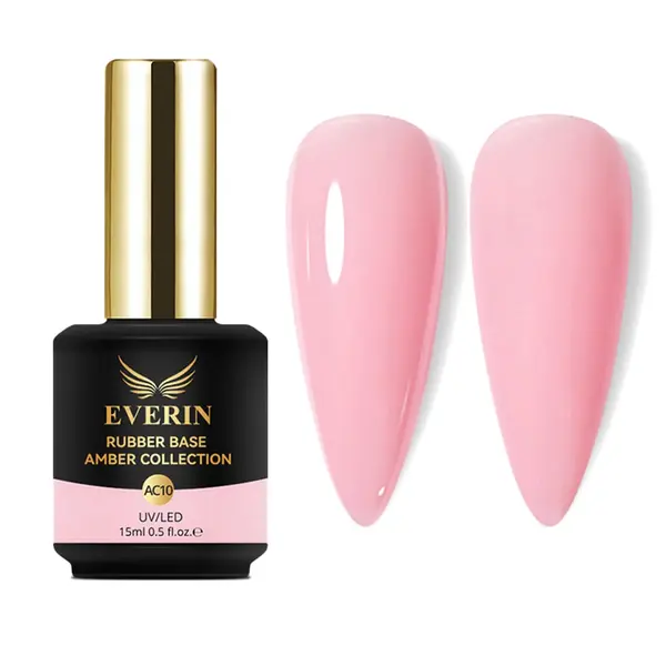 Rubber Base Everin Amber Collection 10 – Bază rubber Roz Pastel, HEMA & TPO Free, 15ml