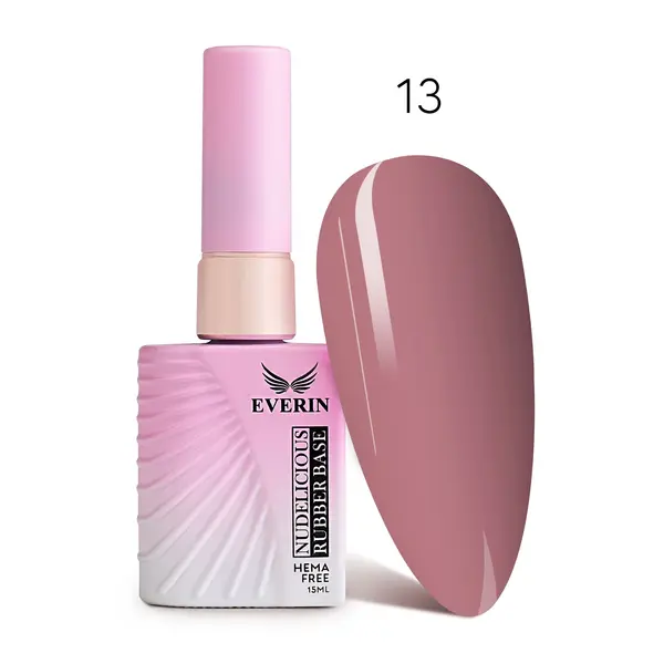 Rubber Base Everin Nudelicious 13 – Bază rubber Nude Roz Pudrat, HEMA & TPO Free, 15ml