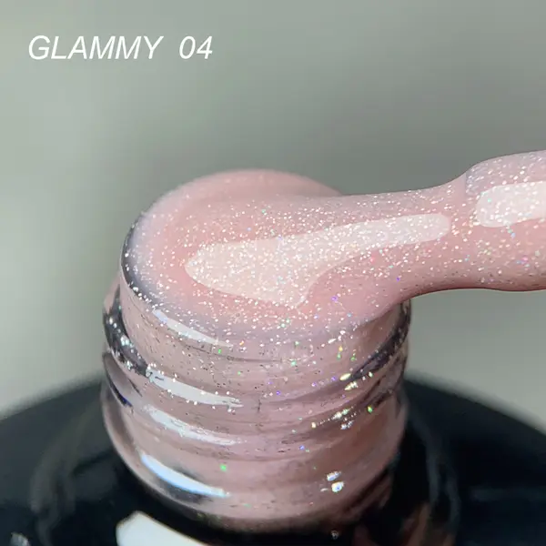 Rubber Base Everin Soo Glammy 04 – Bază rubber Roz Nude cu Sclipici Argintiu Holografic, HEMA & TPO Free, 12ml