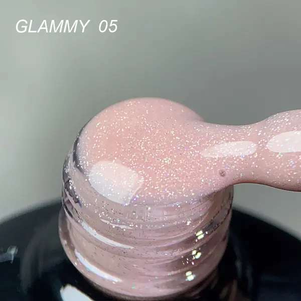 Rubber Base Everin Soo Glammy 05 – Bază rubber Roz Piersică cu Sclipici Argintiu Holografic, HEMA & TPO Free, 12ml