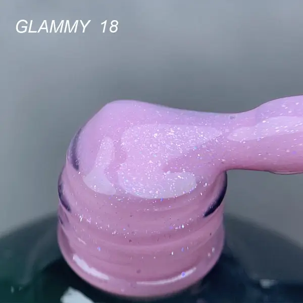 Rubber Base Everin Soo Glammy 18 – Bază rubber Roz-Lila cu Sclipici Holografic Fin, HEMA & TPO Free, 12ml