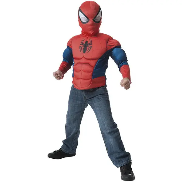 Rubies Costum Rubies Deluxe Spiderman Costume, Bluza cu muschi, Masca