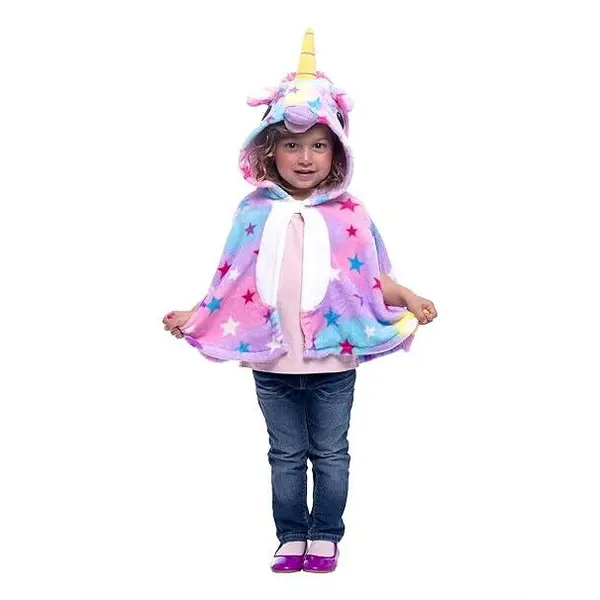 Rubies Jucarie Rubies Unicorn Cape with Hood and Light-Up Collar Pet Costume, multicolor, cu gluga, cu lumini
