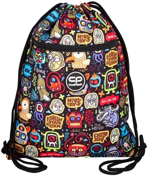 Rucsac cu cordon Cool Pack Scary Stickers - Vert