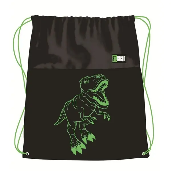 Rucsac cu snur pentru baieti St. Right Reflective T-Rex, 38x33 cm
