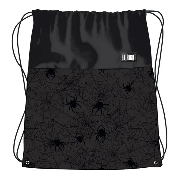 Rucsac cu snur pentru baieti St. Right Spider Web, negru, 38x33 cm