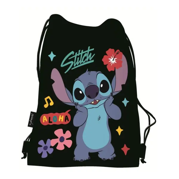 Rucsac cu snur pentru copii St. Majewski Stitch, negru, 43x34 cm