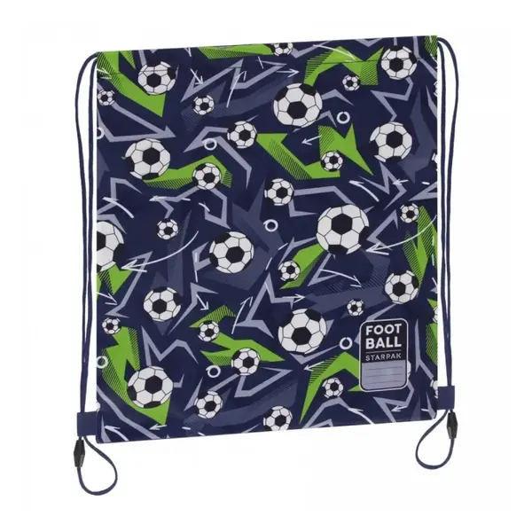 Rucsac cu snur pentru copii Starpak Fotbal, albastru verde, 38.5x33 cm