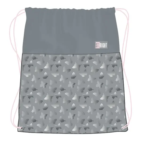 Rucsac cu snur pentru fetite St. Right Silver Butterflies, 38x33 cm