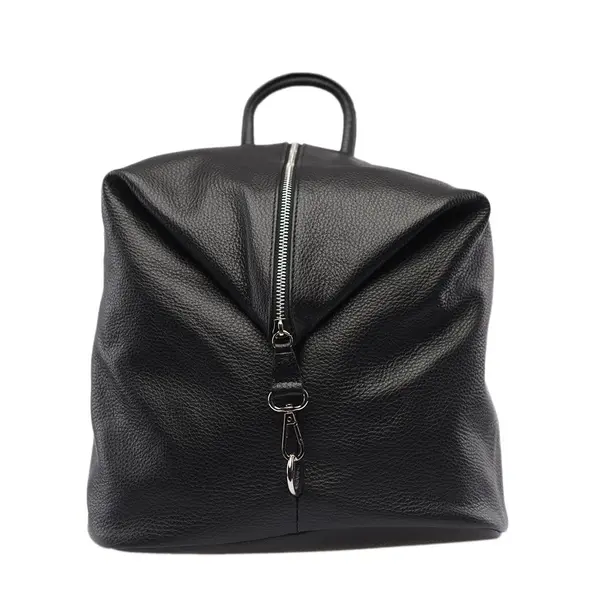 Rucsac damă din piele naturala negru Zip and Glow