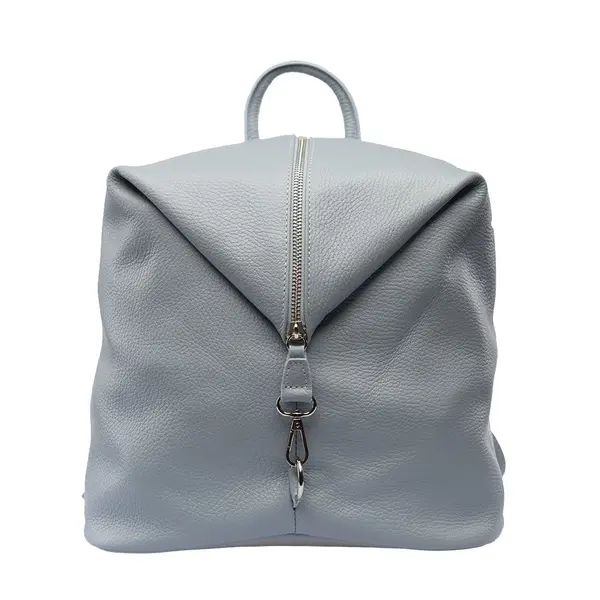 Rucsac damă din piele naturala turcoaz Zip and Glow
