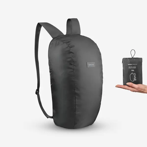 Rucsac de buzunar pliabil 10L, Travel 100 negru