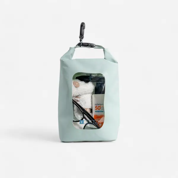 Rucsac etanș Verde (IPX6) de 2,5 l cu fereastră de vizibilitate.