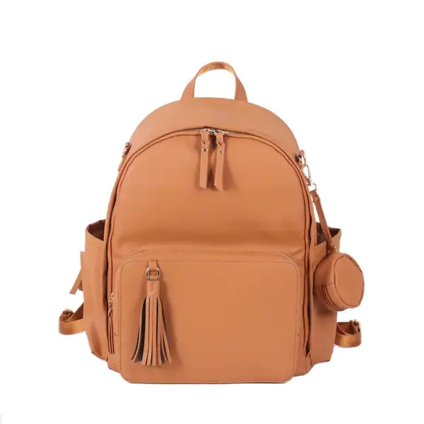 Rucsac/Ghiozdan, multifunctional pentru mamici si bebelusi, 3 modalitati de purtare, 12 buzunare, spatios, atasabil la carucior, saltea pliabila, buzunare termoizolante, buzunar detasabil pentru biberon/suzeta/chei, maro