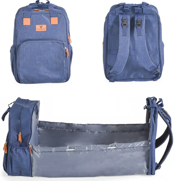 Rucsac multifunctional cu patut pliabil Cangaroo - Liana, Denim