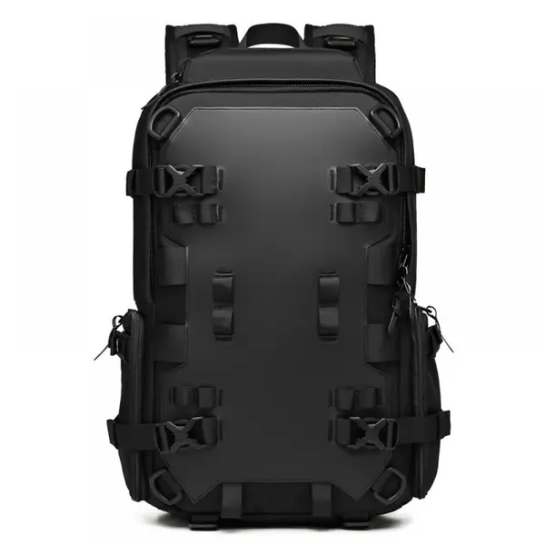 Rucsac multifunctional Ozuko, pentru drumetii, camping, calatorii, suport pentru casca de motocicleta, skateboard, impermeabil, rezistent la uzura, negru