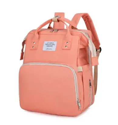 Rucsac multifunctional pentru mamici capacitate mare design simplu cu patut pliabil ROZ