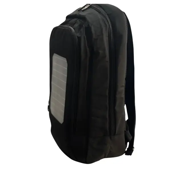 Rucsac negru cu panou solar , port USB și cablu