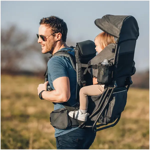Rucsac pentru transportul copiilor, FreeON, Mount, Cu acoperis, Cu multiple compartimente, 87.5 x 38 x 77 cm, Conform cu standardul european de securitate EN 13209-1:2022, Grey