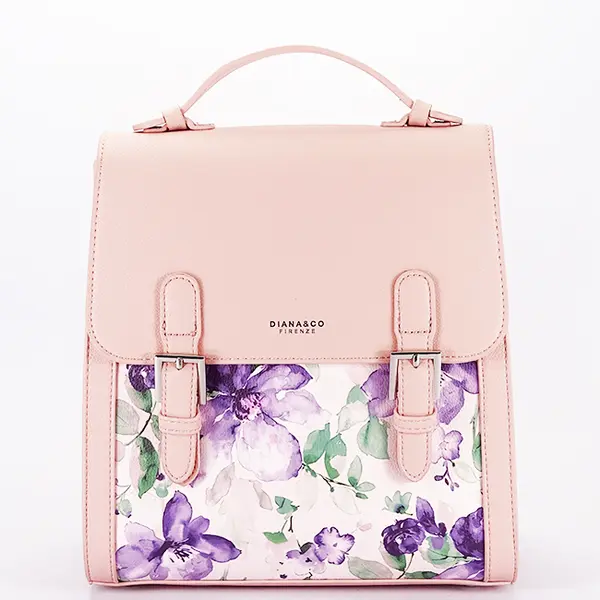 Rucsac roz deschis cu imprimeu floral DHJ731-3 M11