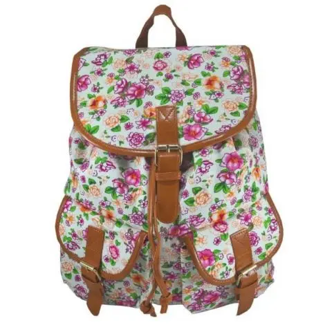 Rucsac urban Jolie Fleurs, fond crem - LaRue
