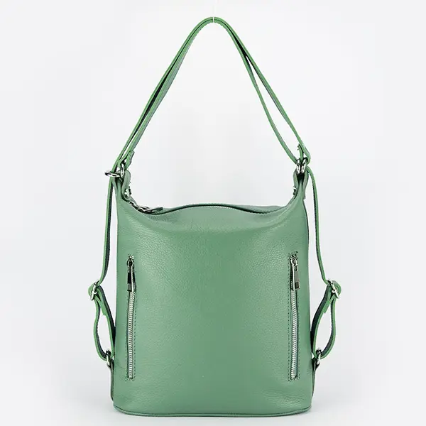 Rucsac verde menta din piele naturala 2 in 1 Lucia 121