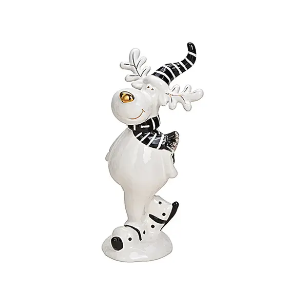Rudolph Ren ceramic decorativ alb-negru 20 cm