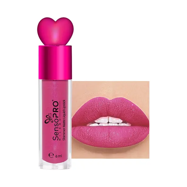 Ruj Lichid Mat cu Sclipici Stardust Velvet - SensoPRO Milano, Astral Rose