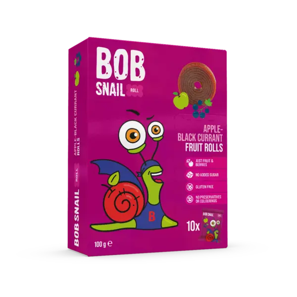 Rulou din mere si coacaze negre, 100g, Bob Snail