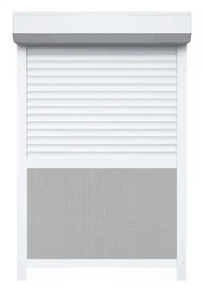 Rulou Exterior Aluminiu Alb cu Plasă Insecte – Acționare Manuală