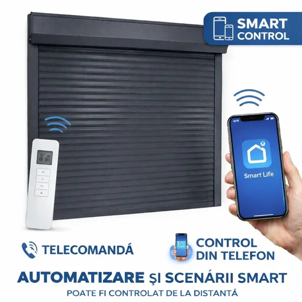 Rulou Exterior Aluminiu Antracit cu Motor, Telecomandă și Control din Telefon