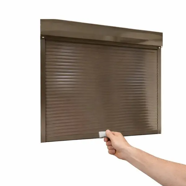 Rulou exterior aluminiu maro cu sistem de acționare cu arc pretensionat