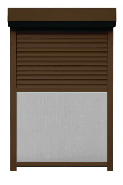 Rulou Exterior Aluminiu Maro Deschis cu Plasă Insecte – Acționare Manuală