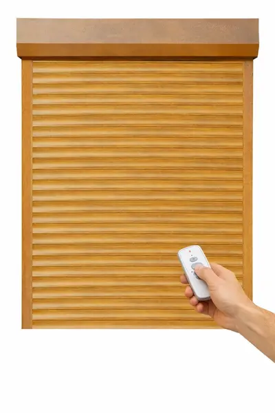 Rulou Exterior Aluminiu Stejar Auriu cu Acționare Electrică și Telecomandă