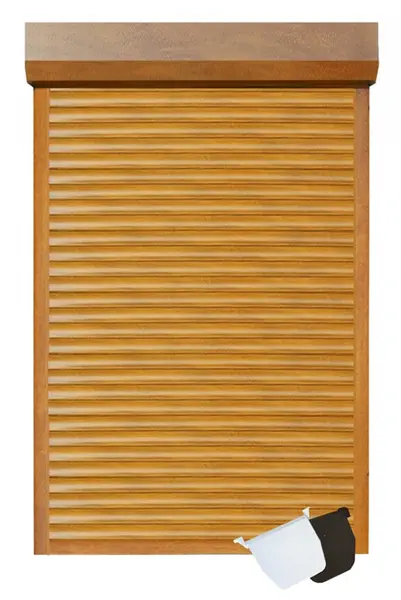 Rulou Exterior Aluminiu Stejar Auriu cu Acționare Manuală