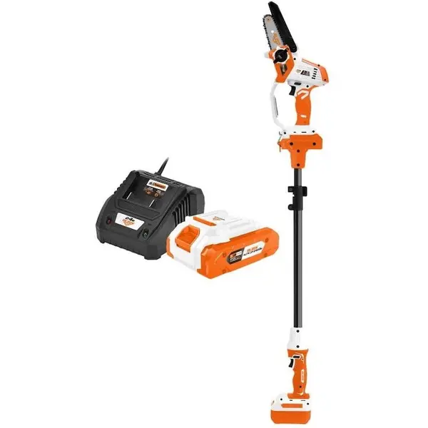Ruris Electroferastrau telescopic cu acumulator Ruris 1424e Power Alfa UP, sina 10 cm, lant 3/8 inch, 1.3 mm, brat 129-170 cm, Li-Ion 20V, 4Ah, incarcator si acumulator